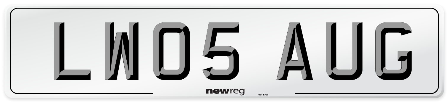 LW05 AUG Number Plate from New Reg